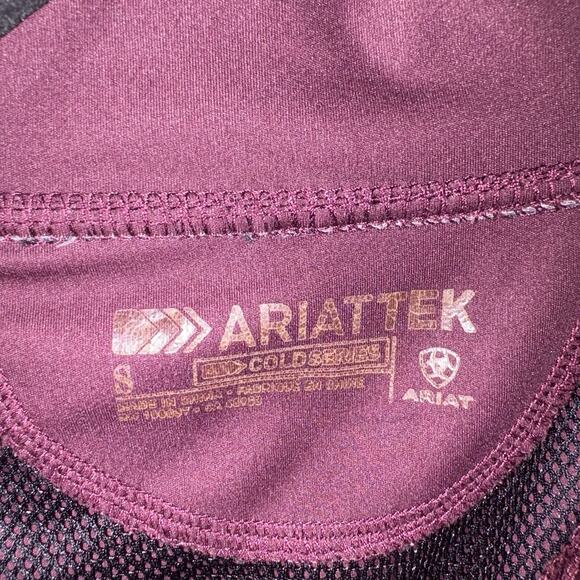 Ariat TEK Sunstopper 3.0 1/4 Zip Baselayer Burgundy & Grey Women’s Size SMALL - Picture 8 of 10
